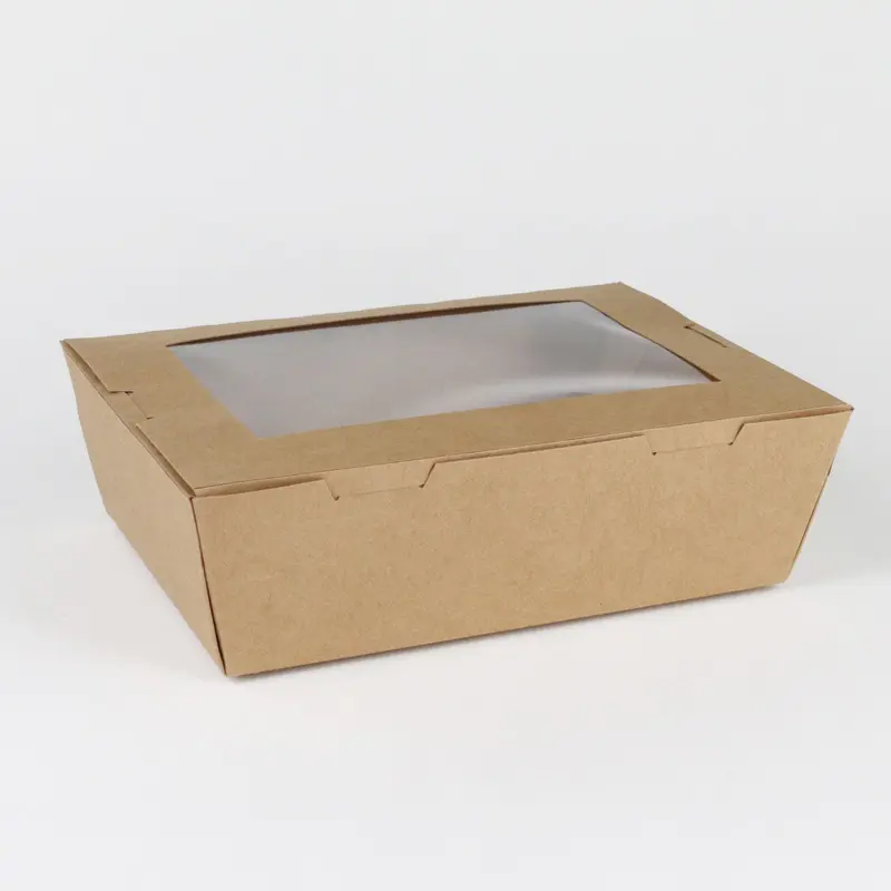 Eco friendly biodegradable Waterproof salad packaging box disposable take away lunch paper box