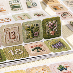 Paquete de 20 pegatinas de la serie Lista de Deseos de 50 <span class=keywords><strong>D</strong></span>ías, pegatinas de imitación de bordado para diario hecho a mano, collage decorativo DIY - Product Image 2