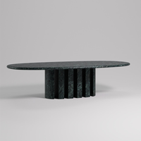 Table basse ovale en marbre Dream Home, base multi-plaques verticales, table centrale en pierre naturelle pour salon moderne