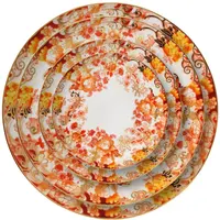 高品質のファインボーンチャイナディナーテーブルセット明るい色の食器セラミックオレンジディナープレート