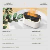 Diffuseur d'arômes Hongpai Flame, type brumeux, 180 ml, avec fonctions d'horloge et d'alarme, protection contre le niveau d'eau, arrêt automatique