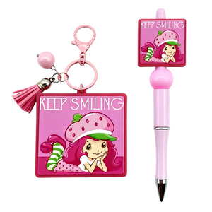 Perles en silicone lumineuses imprimées motif dessin animé Fille Strawberry Shortcake, accessoires DIY, perles lâches à trou droit <span class=keywords><strong>de</strong></span> 3 mm, motifs personnalisables - Product Image 5