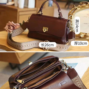 Sac à main AndoBag grande capacité pour femme, sac à bandoulière décontracté en cuir de vache véritable, deux sangles, 77150 - Product Image 5