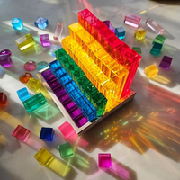 Sur mesure exclusif Lucite arc-en-ciel blocs d'escalier acrylique lumière jouer blocs de cristal haute Transparent solide tige cuboïde jouet bloc