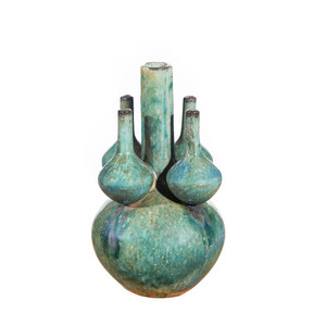 <span class=keywords><strong>Vaso</strong></span> in <span class=keywords><strong>Ceramica</strong></span> Artigianale Ecologico con Smalto Verde <span class=keywords><strong>Turchese</strong></span> Effetto Forno, Due Manici, Stile Wabi-sabi Art Déco, Cotto ad Alta Temperatura - Product Image 4