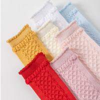 Chaussettes mi-mollet confortables en maille pour bébés filles, motif nœud et volants mignons, collection Printemps-Été