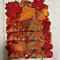 Nappe de table moderne en tissu 100 % polyester brodé, motif ajouré, réutilisable, 28x43cm, Ventes directes usine, Décoration de Noël, Récolte d'automne