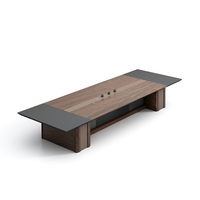 Ensemble de bureau de conférence modulaire moderne en panneaux de bois à hauteur réglable pour bureau avec table de salle de réunion et chaises, mobilier de bureau