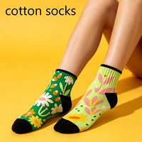 Chaussettes courtes de sport unisexe en coton, motif dessin animé, couleurs assorties gauche-droite, motif floral, soutien de la cheville, idéales comme cadeau