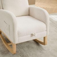 Fauteuil à bascule moderne en bois confortable pour chambre d'enfant, avec repose-pieds rétractable et rembourré, idéal pour salon et chambre à coucher