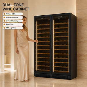 Custom <b>Black</b> Dual Zone Wine <b>Cabinet</b> Led Glass Door <b>Storage</b> Display for Home Hotel Bar Jg003 Dual Zone Wine <b>Cabinet</b> Designed for - Product Image 1