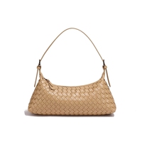 Sac à main hobo en cuir PU tissé bordeaux imperméable pour femme, nouvelle collection été-hiver, tendance