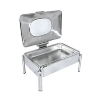 Restaurant rechthoekige hydraulische flip-chafing dish van roestvrij staal met glazen deksel