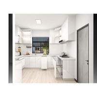 Balancier de cuisine en bois modulaire, meubles de cuisine, blanc, brillant, gros, avec charnière bluetooth, vente en gros