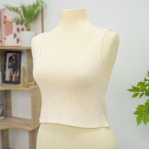 Top de punto sin mangas, tejido en Vietnam, 100% acrílico, antiarrugas, estilo simple, cuello redondo, color liso. - Product Image 4