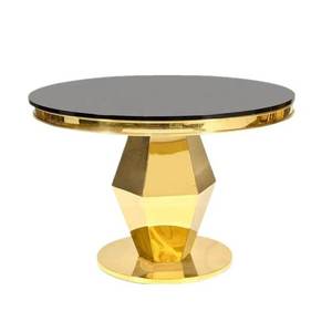 Gold Round Glass Top Stainless Steel <b>Table</b> Luxury Wedding <b>Decorations</b> for Bride and Groom Sweetheart Style Carton - Product Image 6