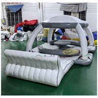Pub flottant d'eau de jeu pour adultes avec tente PVC plate-forme d'île flottante gonflable Bar quai flottant pour sports nautiques loisirs