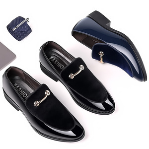 Zapatos formales de cuero británico para hombre, mocasines de <span class=keywords><strong>charol</strong></span> de <span class=keywords><strong>gamuza</strong></span>, zapatos Oxford formales para hombre - Product Image 6