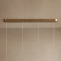 Lustres en marbre naturel linéaire, luminaires suspendus de luxe à LED, lustre en pierre d'albâtre pour salon