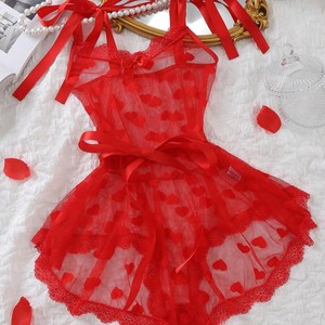 Nueva lencería sexy, vestido de encaje sexy, mono de malla transparente con estampado de corazones, traje para mujer - Product Image 4