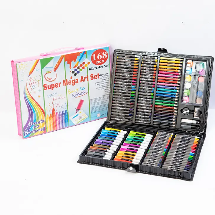 Dessin Boîte avec Pastels À L'huile Crayons Crayons Marqueurs Pinceau Aquarelle peinture