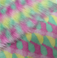 Tissu en peluche jacquard 4 couleurs, style Shanghai, à poils longs, ignifuge, tricoté, 3 cm, pour vêtements, jouets, artisanat et sacs