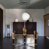 Nouveau design de restaurant italien-Table à manger luxueuse en verre-Ensemble de table à manger de villa créative à usage domestique