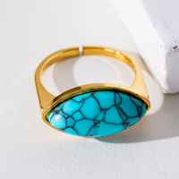 Vintage-mode persönlichkeit 18k gold plattiert edelstahl oval naturstein einstellbare Öffnung ring geeignet für damen