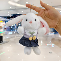Porte-clés en peluche lapin adorable, pendentif lapin en peluche de dessin animé, breloque de sac animal mignon, cadeau d'anniversaire pour enfants, accessoire pour sac à dos et sac à main