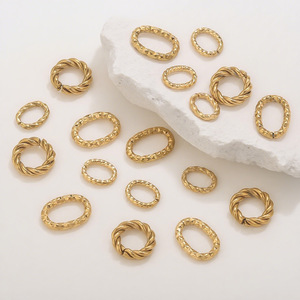 Twisted Textured Open Jump Rings | 18K PVD Gold Plated Stainless Steel Connector Links DIY Bracelet Necklace Jewelry Making - Product Image 2