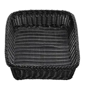 Linyi Polyrattan Round Bread Basket Wicker Basket Black Food Honey Plastic Customized Storage Basket Sustainable Poly Rattan