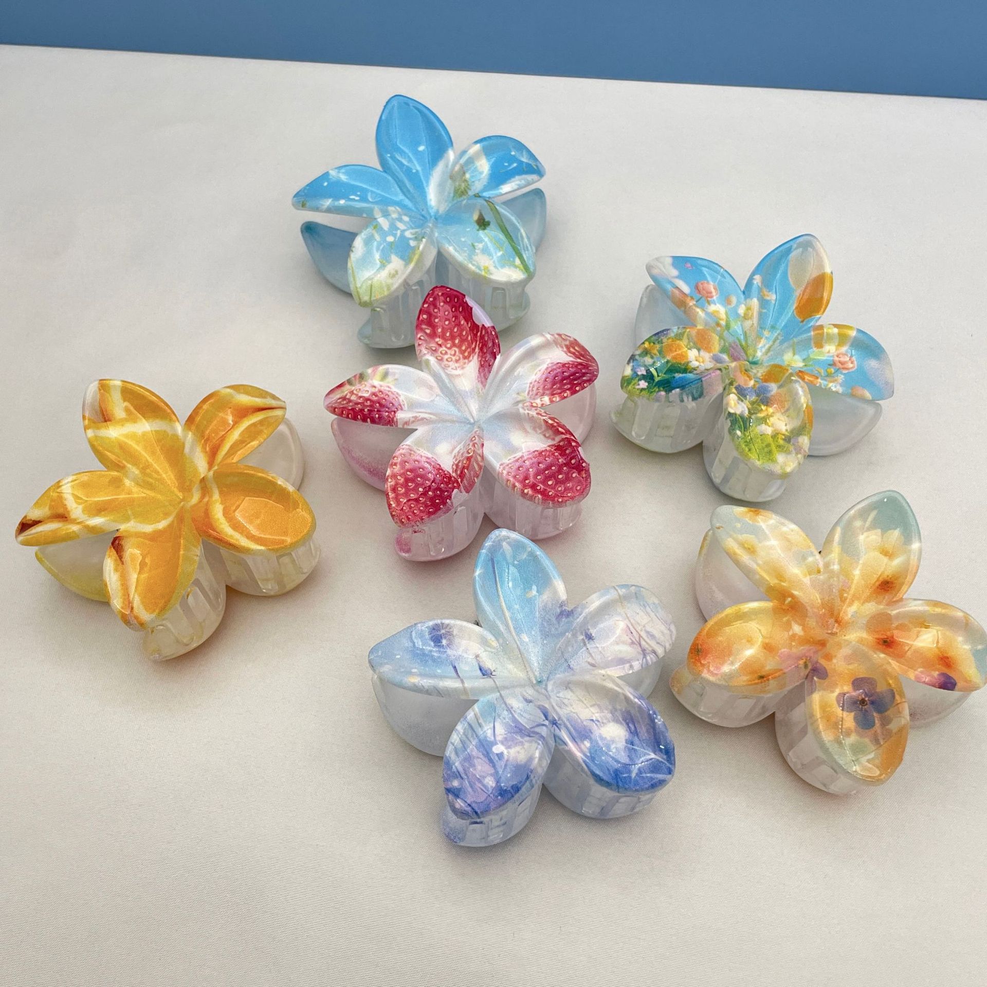 Wholesale 8cm Plastic Hairpin New Holiday Flower Grab Clip Sweet