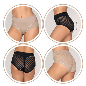 Phụ Nữ icesilk Bragas Tummy Kiểm Soát Tóm Tắt Sọc Ren Trong Suốt Đồ Lót Cộng Với Kích Thước Giữa Tăng Kiểm Soát Shapewear Quần Lót - Product Image 6