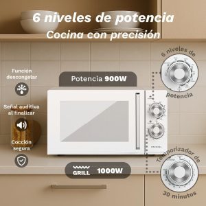 Forno a Microonde Grunkel 25L con Grill 900W Bianco - Product Image 4