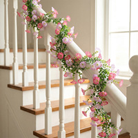 Guirlande de glycine artificielle rose de 67 pouces pour mariage, fête, escalier, décoration intérieure, vacances d'été, décoration de plage