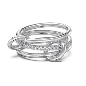 Anillo ZZR, Todos Entre Sí Conectados, Zirconia 5A, Plata de Ley 925, Chapado en Oro - Product Image 1