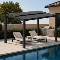 Pergola manuelle d'extérieur, gazebo, pavillon pour hôtel, villa, complexe hôtelier, cour, patio, restaurant, pelouse, terrasse, jardin, ombrage