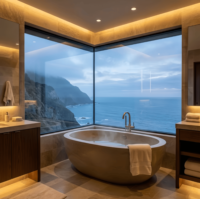 Ventana Fija de Aluminio BOCHARM con Marco Delgado, Doble Acristalamiento, Vista Panorámica Mediterránea, Ventana Esquinera para Villa de Lujo con Vista al Mar