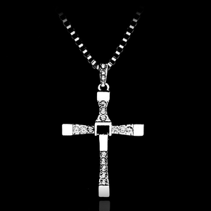 Gold/Silver Tone CZ Cross Alloy Pendant Necklace, <b>Box</b> Chain Jewelry for Boutiques & Daily Wear Promotions - Product Image 4