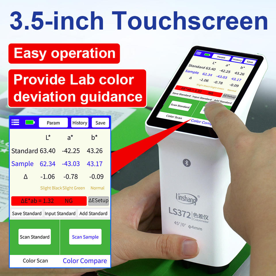 LS372 4mm Aperture Touch Screen Colorimeter APP Control CIE LAB Color ...