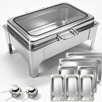 Chauffe-plat de buffet en acier inoxydable 9L, plateau chauffant pour petit-déjeuner d'hôtel, chauffe-plat à alcool et électrique, vaisselle de banquet de luxe