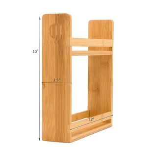 ชั้นวางเครื่องปรุงรสไม้ไผ่ 10x12x2.5 นิ้ว ชั้นวางอเนกประสงค์สำหรับจัดเก็บในครัว ใช้สำหรับวางบนเคาน์เตอร์ - Product Image 1
