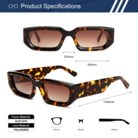 Lunettes de soleil polarisées rectangulaires en acétate épais OEM, protection UV400, style rétro, pour hommes et femmes, vente en gros