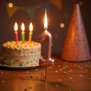 Party Love <b>Candles</b> Number 1 <b>Rose</b> <b>Gold</b> 6Cm Birthday Cake Decoration - Product Image 2