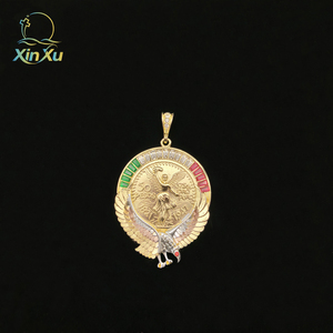 Pendentif religieux pour femme, pièce de monnaie mexicaine souvenir, grand zircon incrusté, plaqué <span class=keywords><strong>or</strong></span>, <span class=keywords><strong>50</strong></span> <span class=keywords><strong>pesos</strong></span> - Product Image 4