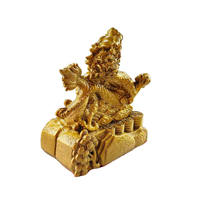 Metallo design artigianato bronzo statua prodotti casa fengshui decorazioni per la casa metallo ottone dorato drago zodiaco