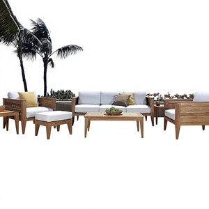 Ensemble de salle à manger de jardin 8 places en métal/bois/aluminium pour balcon et espaces extérieurs d'appartement, mobilier sur mesure OEM ODM Vietnam - Product Image 1