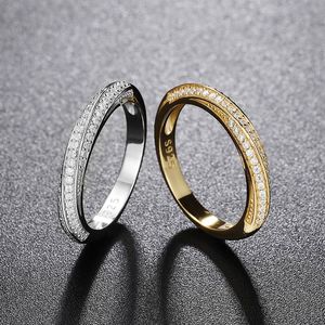 925 Plata Iced out Round Cut Moissanite Diamond Eternity Wedding Band Mobius <span class=keywords><strong>Ring</strong></span> Twisted Anillo de compromiso para mujeres - Product Image 2