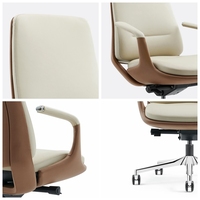 Chaise de bureau de direction de style moderne et luxueux, ergonomique, à dossier moyen, pivotante, en cuir, pour usage commercial