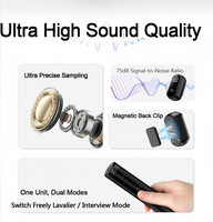 Microfono Lavalier Wireless 2.4G Mini con Asta Selfie e Treppiede, Riduzione del Rumore AI, Trasmissione Stabile per Creatori di Contenuti